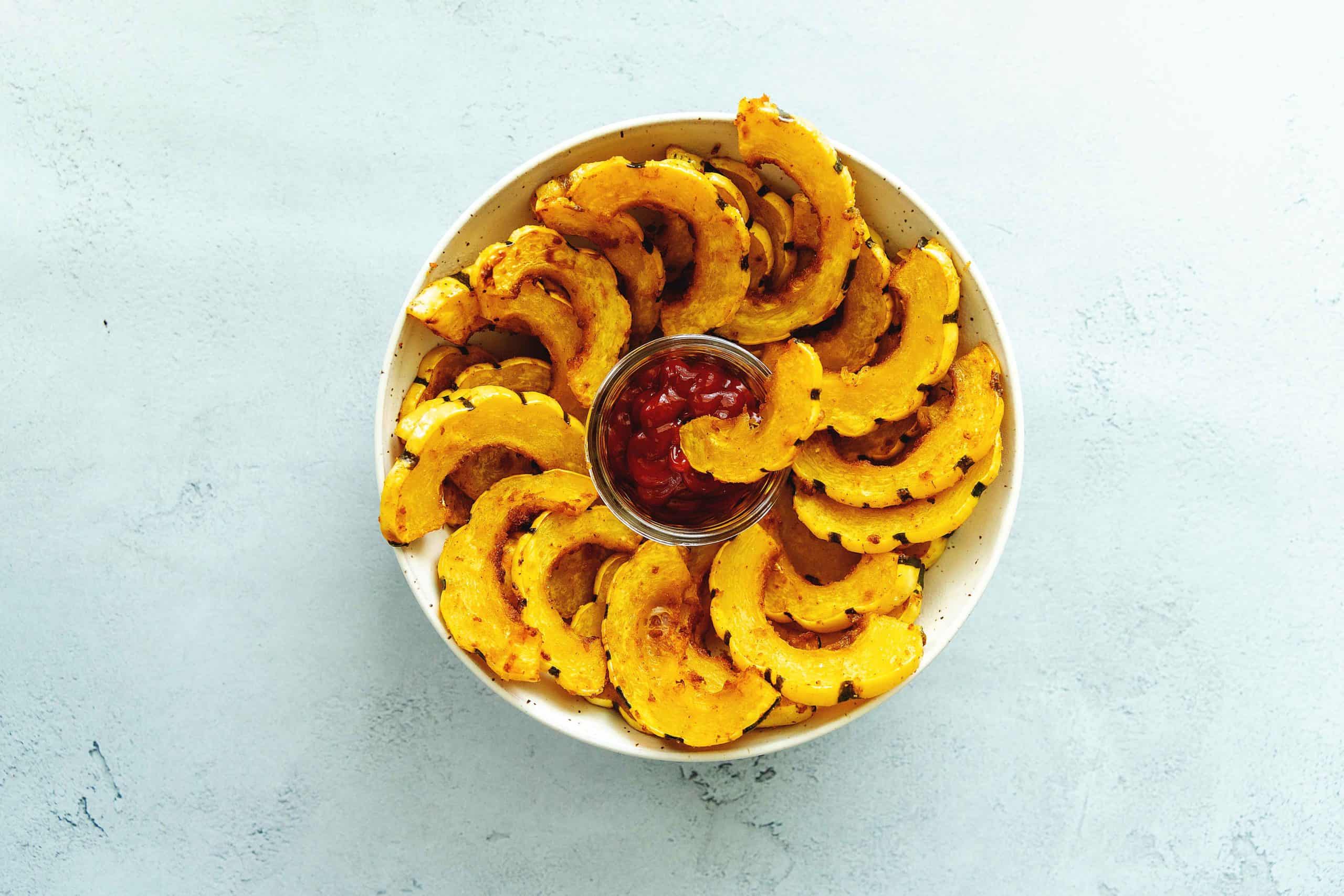 roasted delicata squash in a bowl