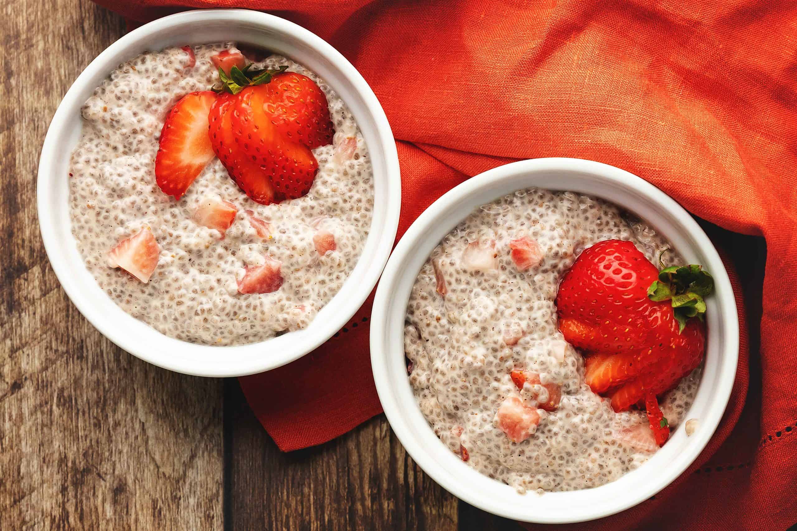 chia pudding in a white dish