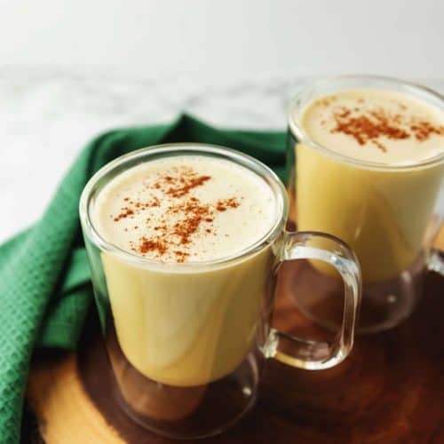 keto eggnog in glass cups