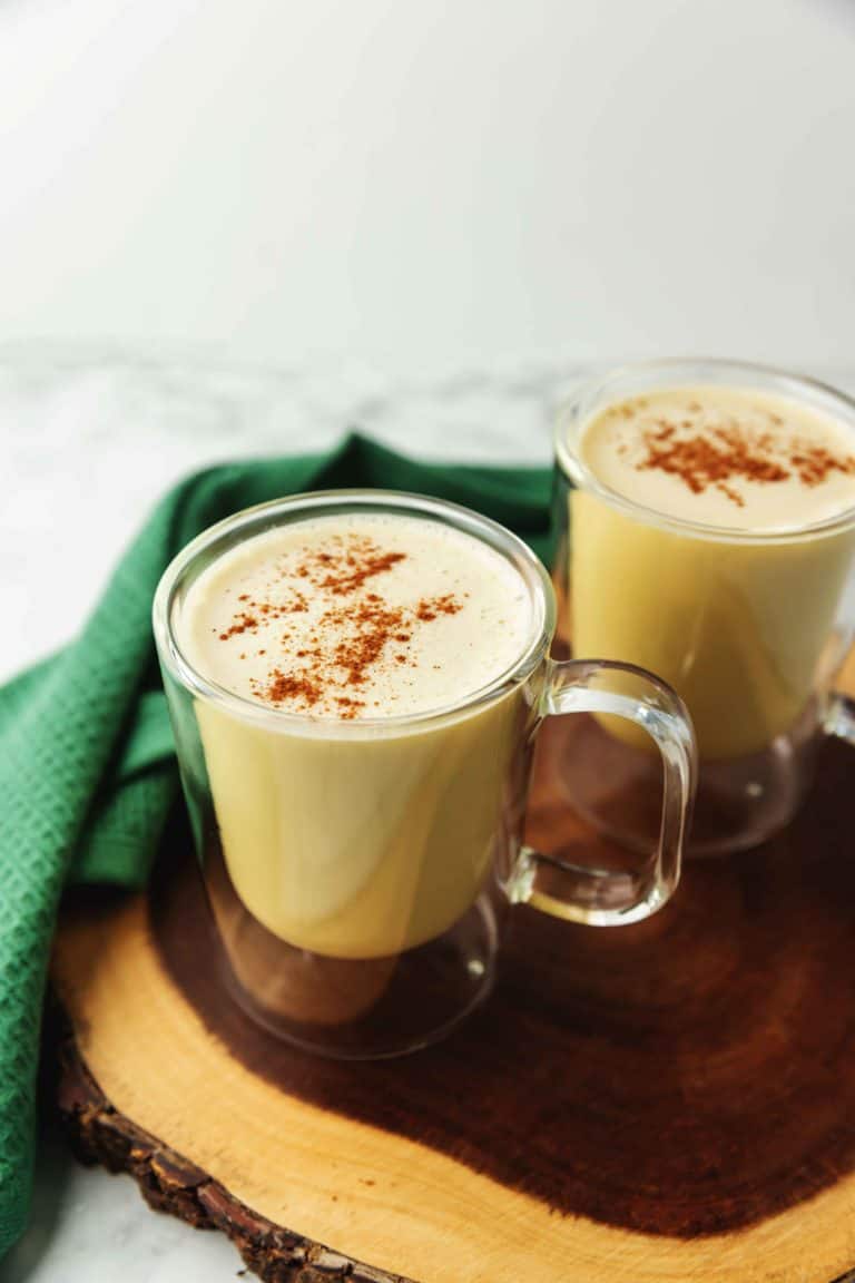 keto eggnog in glass cups