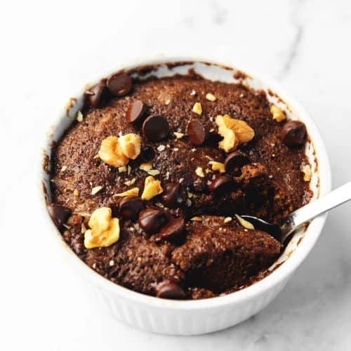 brownie with walnuts in a mug