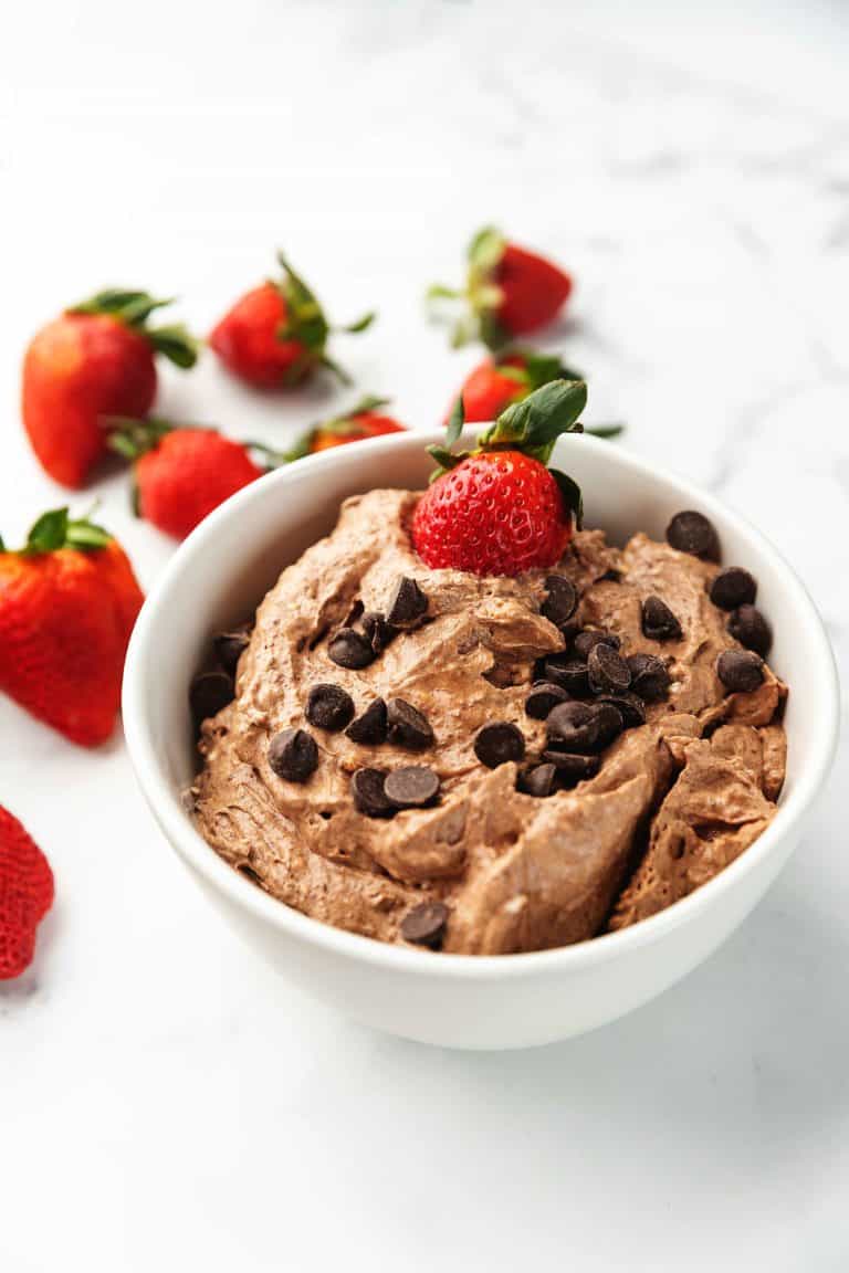 keto fruit dip with strawberries