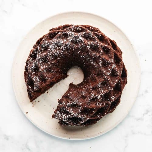 low carb chocolate cake on a white plate