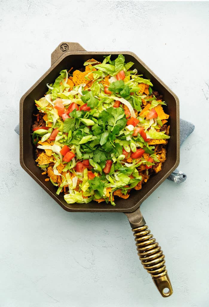 taco casserole in a skillet