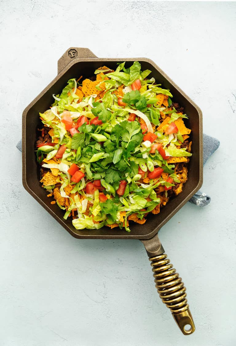 taco casserole in a skillet