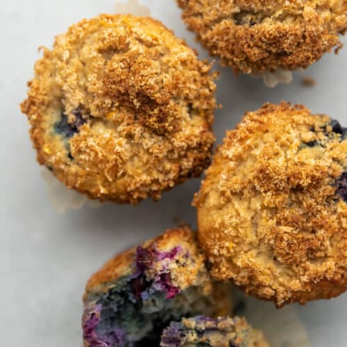 close up of 4 muffins