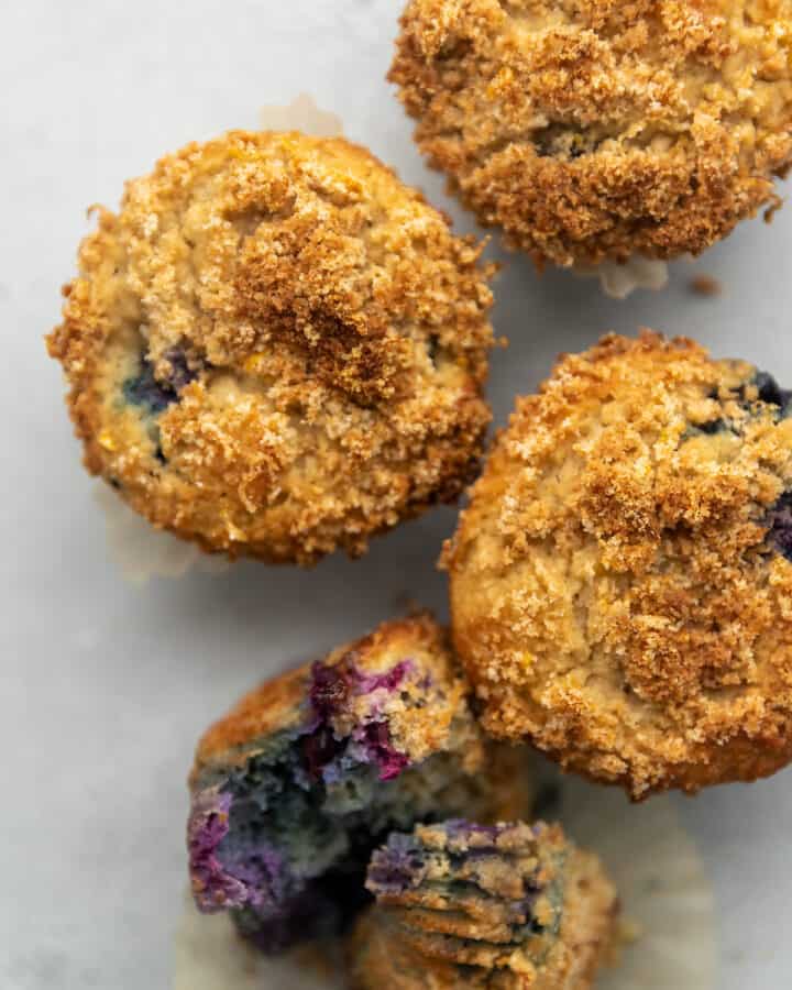 close up of 4 muffins