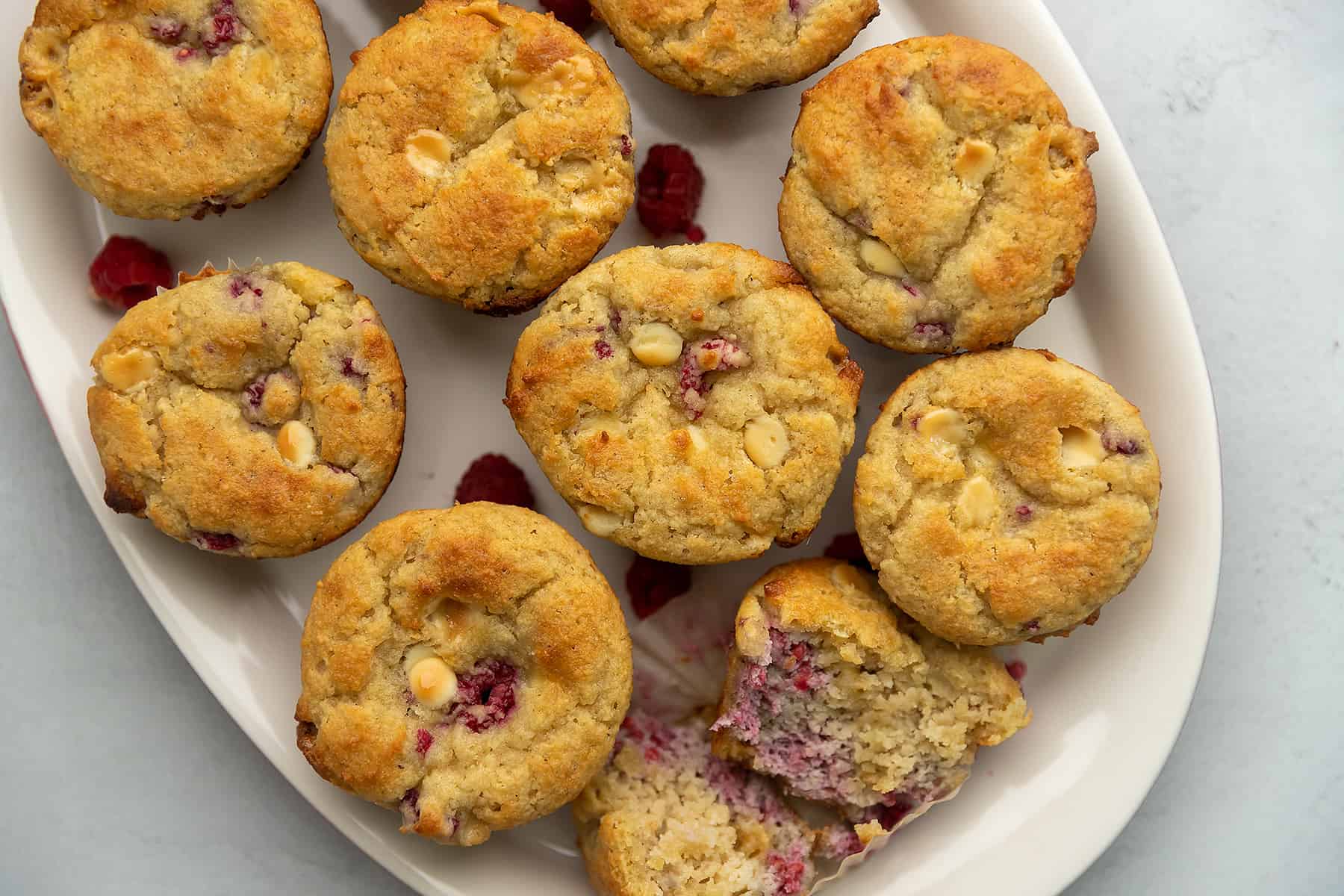 white chocolate raspberry muffins