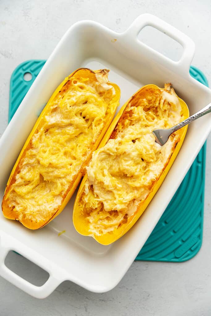 spaghetti squash stiffed with Alfredo