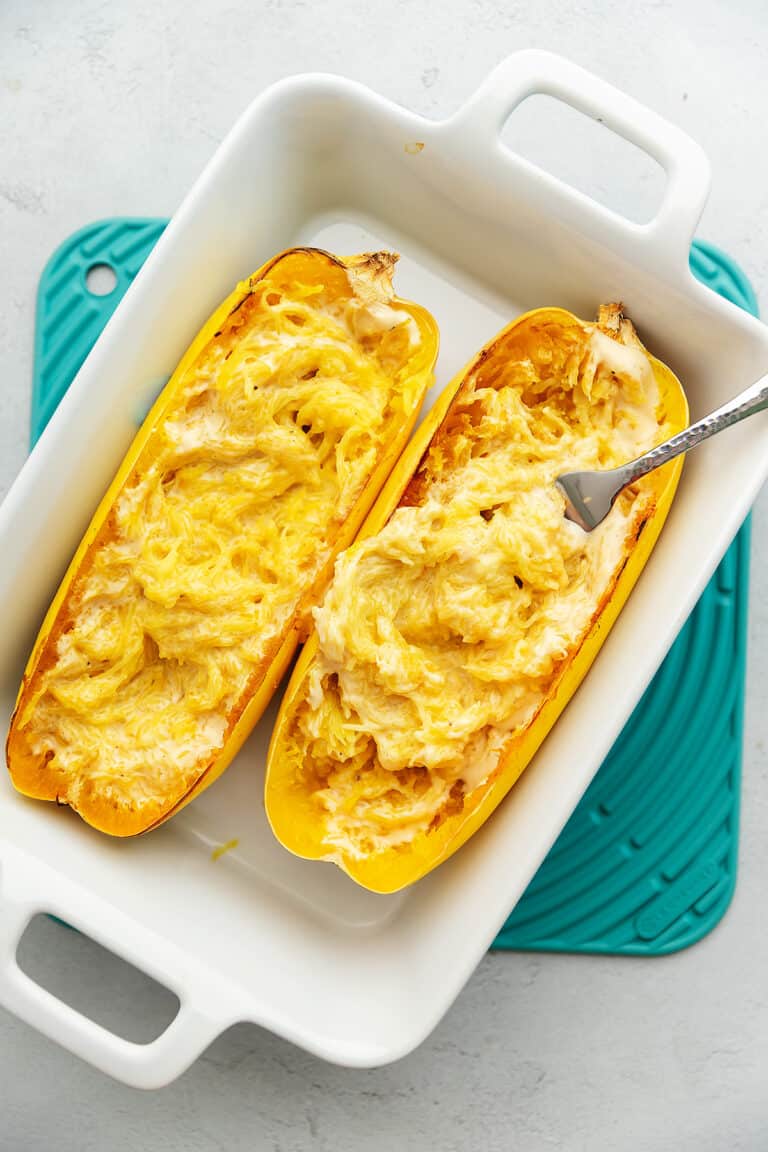 spaghetti squash stiffed with Alfredo