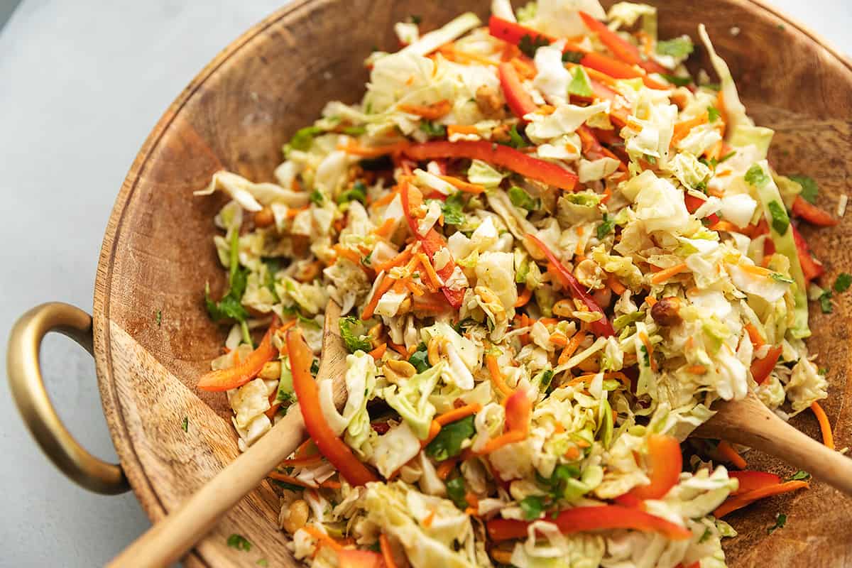 keto asian chopped salad tossed in a bowl