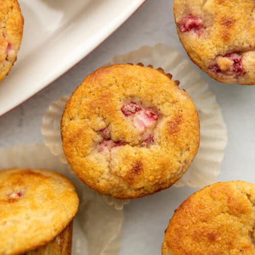 keto strawberry muffins on a plate