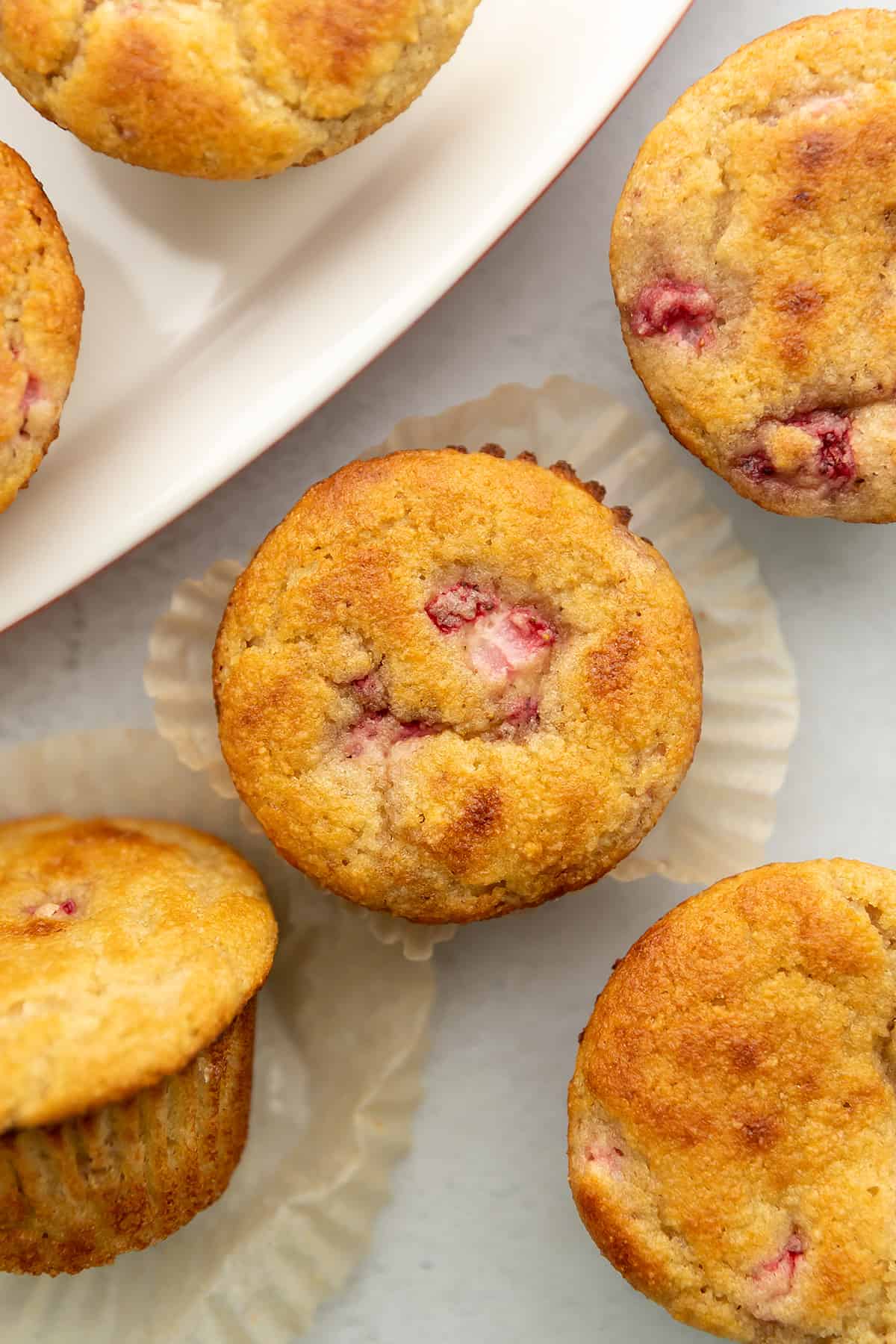 keto strawberry muffins on a plate