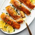 salmon with lemon slices