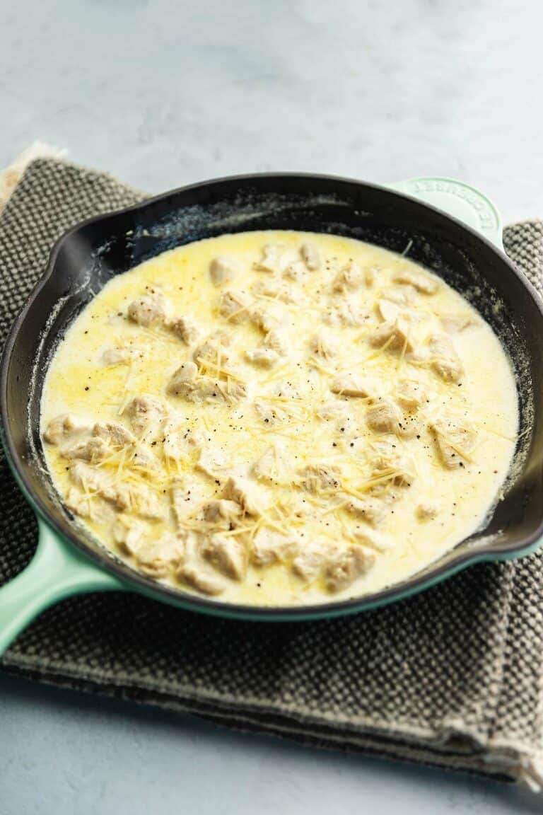 creamy garlic chicken in a skillet
