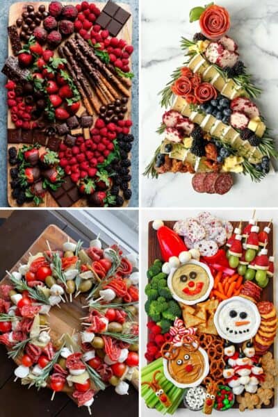 Christmas charcuterie board collage
