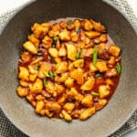 keto general tso chicken in a skillet