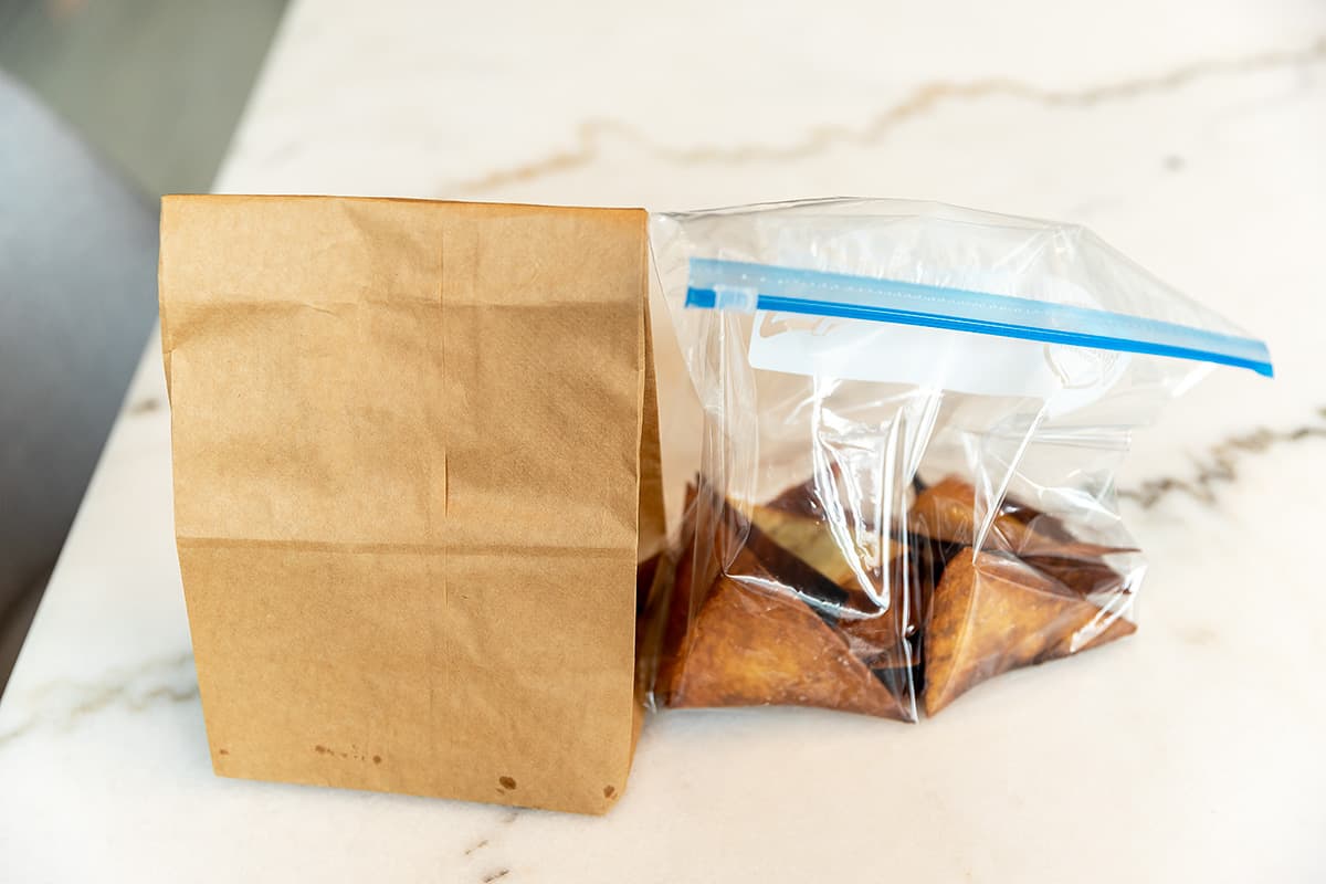 tortilla chips stored in plastic vs paper bag