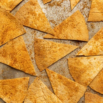 keto tortilla chips on a sheet tray