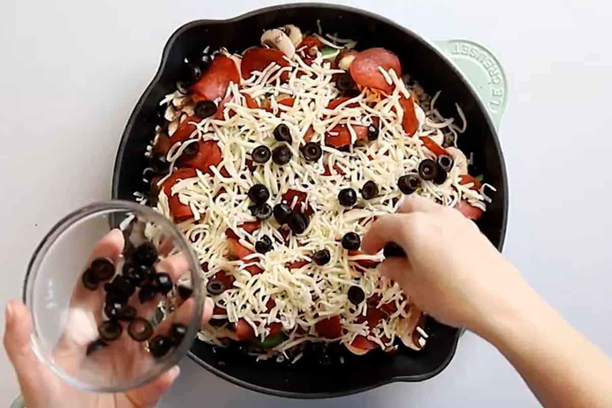 adding black olives to no crust pizza