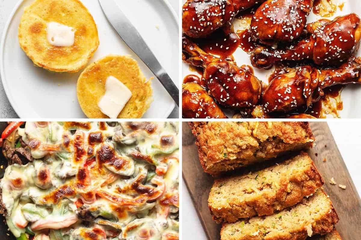 A collage of 4 keto recipes