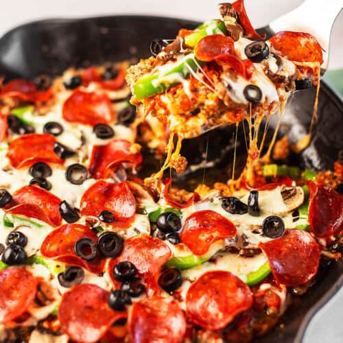 taking a piece from crustless pizza