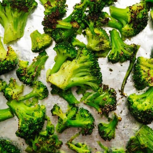 air fried broccoli on a tray