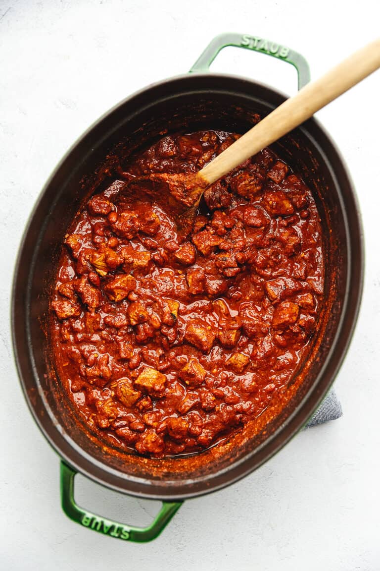 steak chili in a large dutch oven