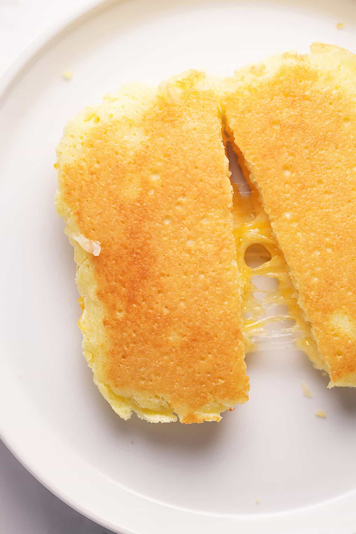 grilled cheese sandwich using 90 second bread on a plate