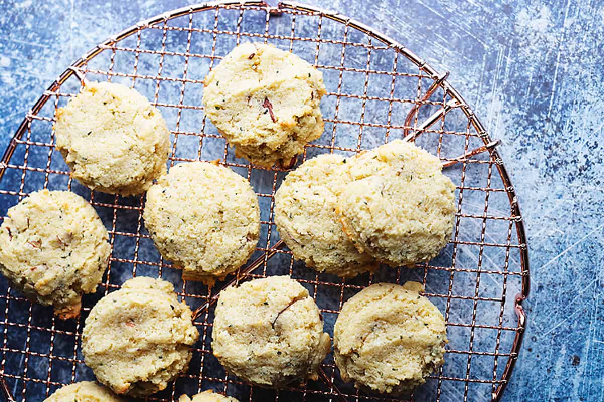 keto oatmeal cookies on a cooling rack
