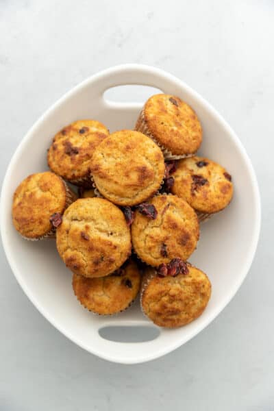 low carb muffins in a white bowl