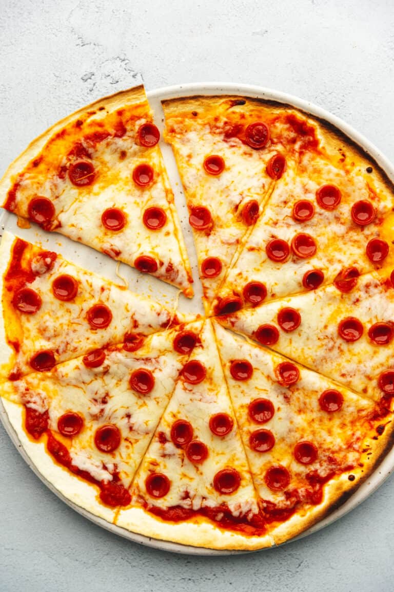 a tortilla pizza on a plate