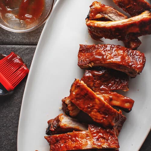 pellet grill ribs with bbq sauce