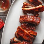 pellet grill ribs on a white plate