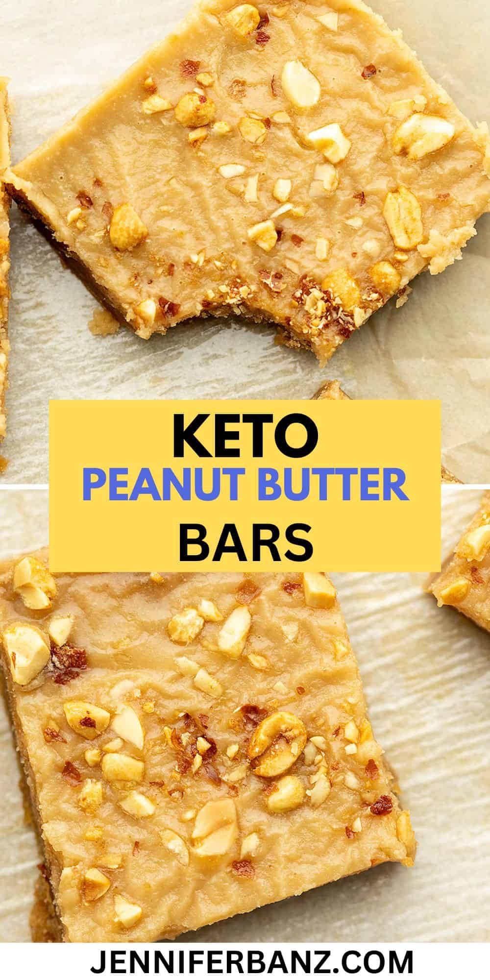 Keto Peanut Butter Bars Recipe - 3 Net Carbs • Low Carb with Jennifer