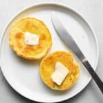 low carb English muffins on a white plate