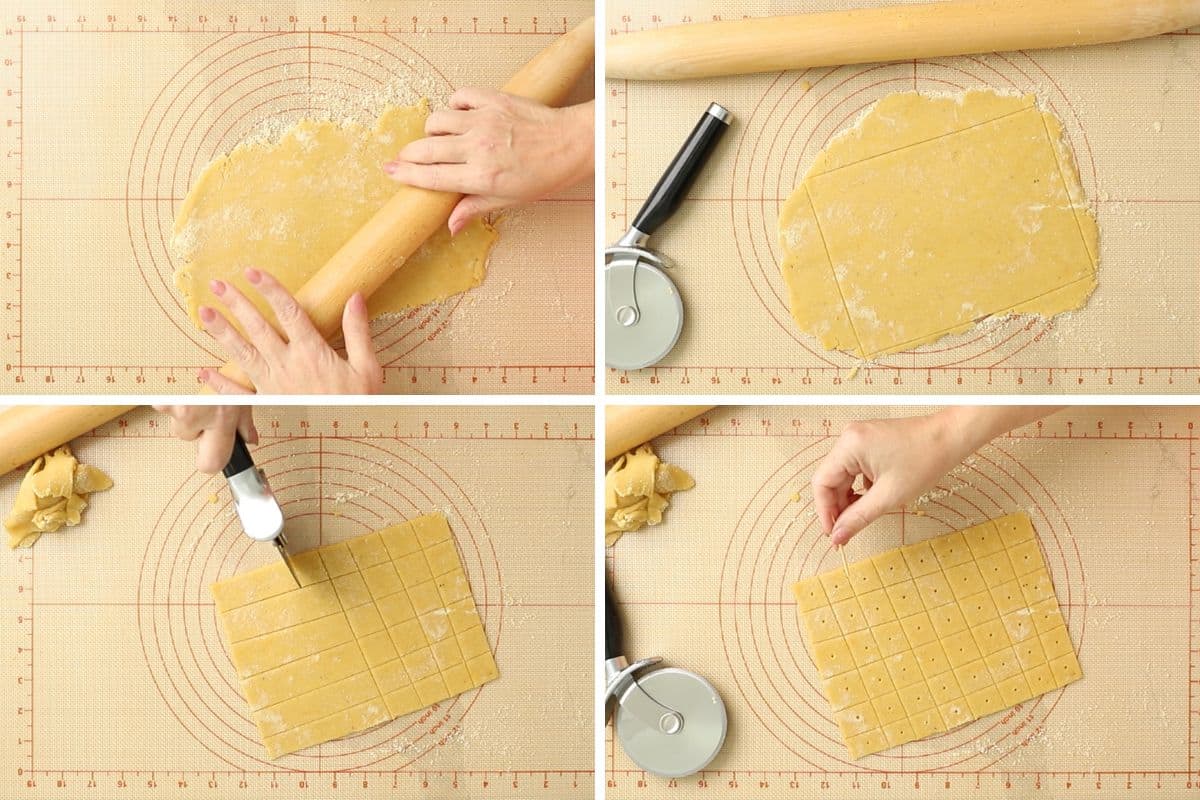 step by step how to roll out low carb cracker dough
