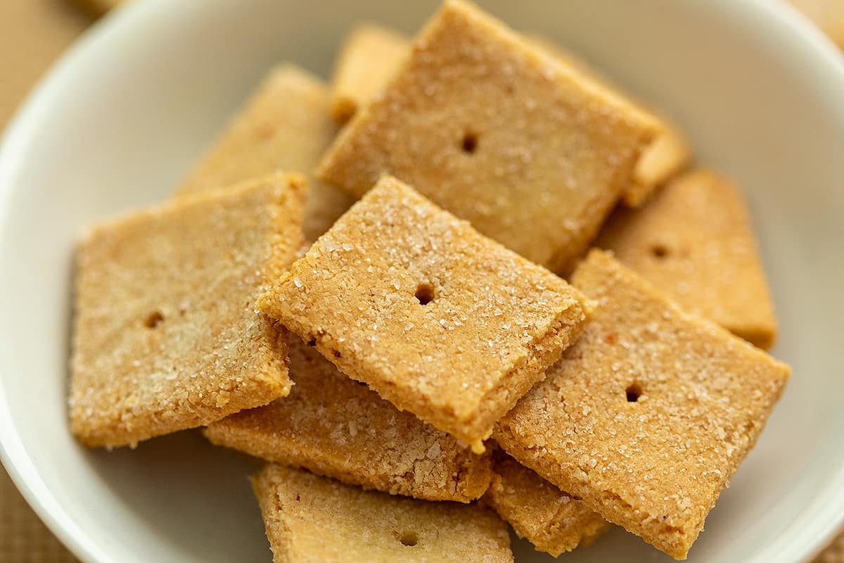 close up of gluten free crackers