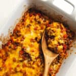 keto ground beef casserole in a baking dish