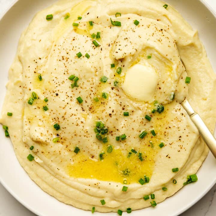 Creamy Keto Mashed Cauliflower "Potatoes" Recipe • Low Carb with Jennifer