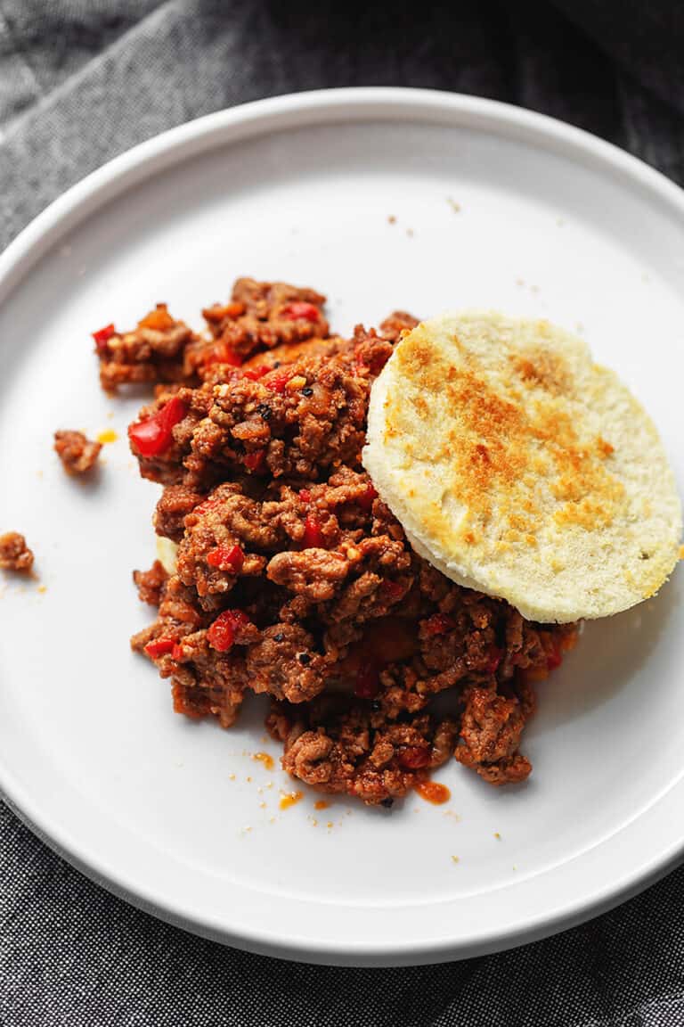 keto sloppy joes on a white plate