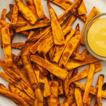 crispy sweet potato fries on a plate