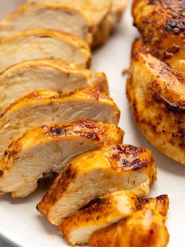 air fryer chicken breast on a white plate