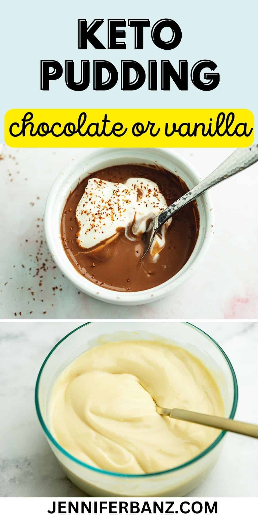 Easy Keto Pudding Recipe - Chocolate or Vanilla • Low Carb with Jennifer