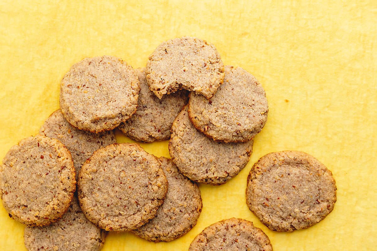 baked cookies on a yellow background