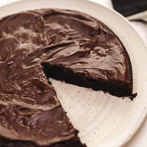 flourless chocolate cakes on a plate