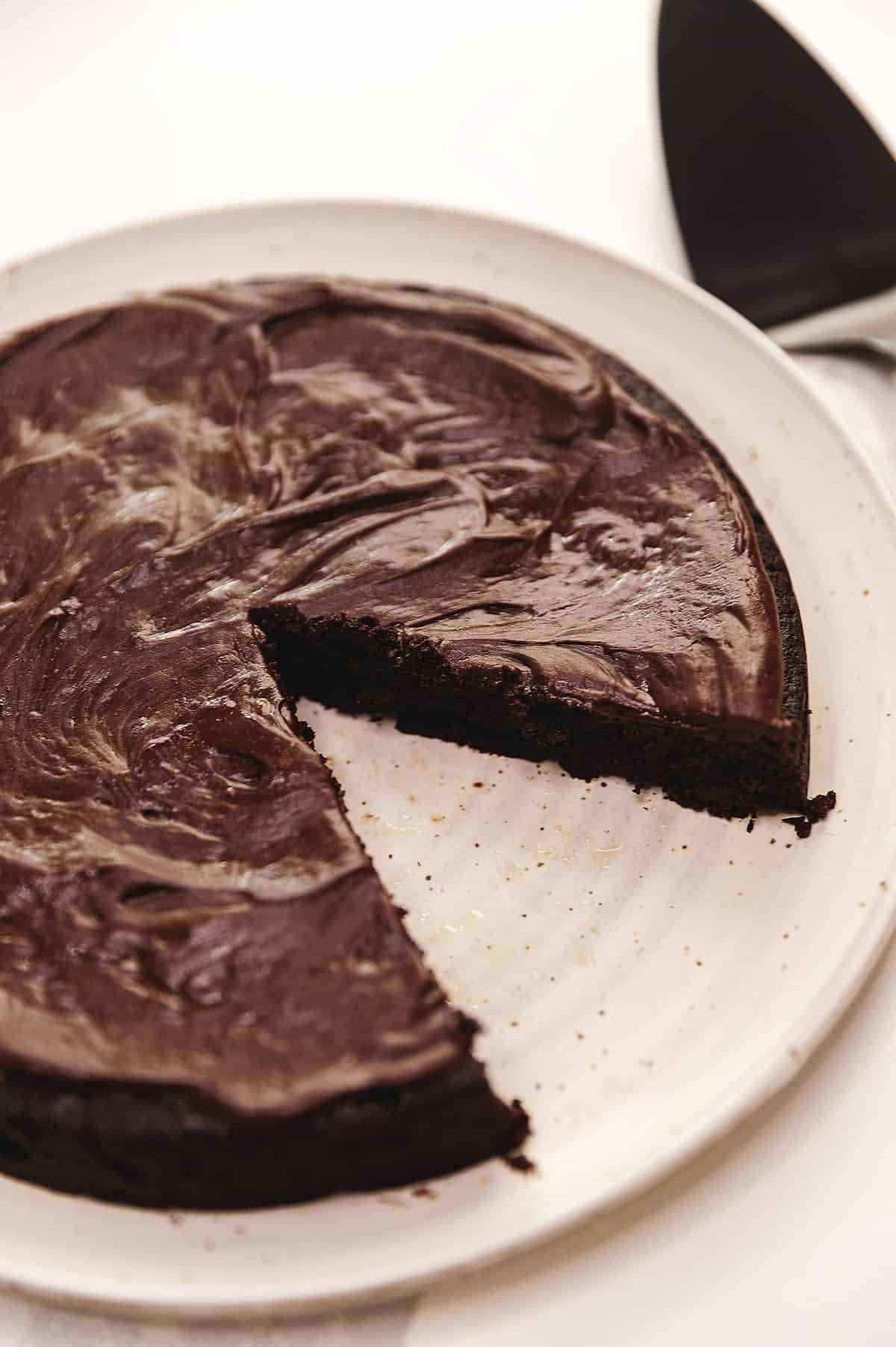 flourless chocolate cakes on a plate