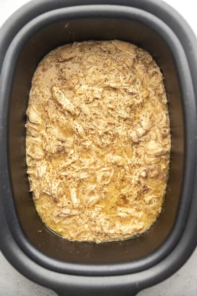 chicken and gravy in a crockpot