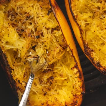 perfectly cooked spaghetti squash in the air fryer