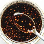 a bowl full of teriyaki chicken marinade